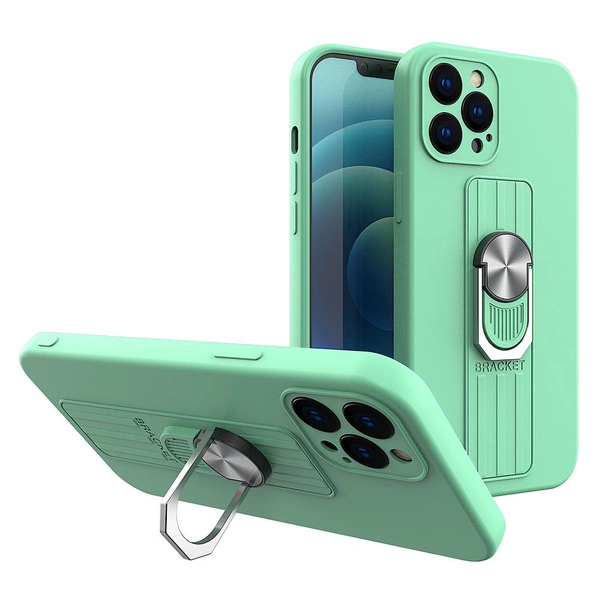 Ring Case silicone case with finger grip and stand for iPhone 11 Pro mint