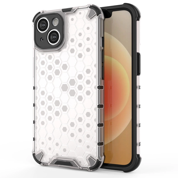 Honeycomb case for iPhone 14 Plus armored hybrid cover transparent