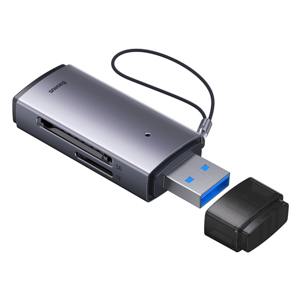 Baseus Lite Series adapter czytnik kart SD/TF USB szary (WKQX060013)