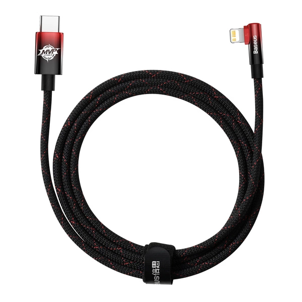 Baseus MVP 2 Elbow Right Angle Power Delivery Cable with Side USB Type C / Lightning 2m 20W Red (CAVP000320)