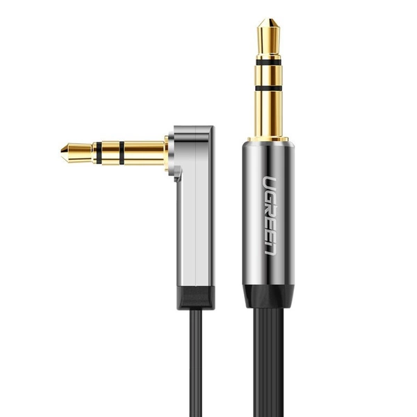 Ugreen płaski kątowy kabel przewód audio AUX 3,5 mm mini jack 0,5 m czarny (AV119 10596)