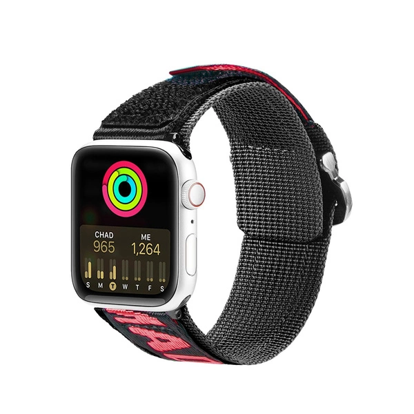 Dux Ducis Strap (Outdoor Version) pasek Apple Watch Ultra, SE, 9, 8, 7, 6, 5, 4, 3, 2, 1 (49, 45, 44, 42 mm) nylonowa opaska bransoleta czarno-czerwony