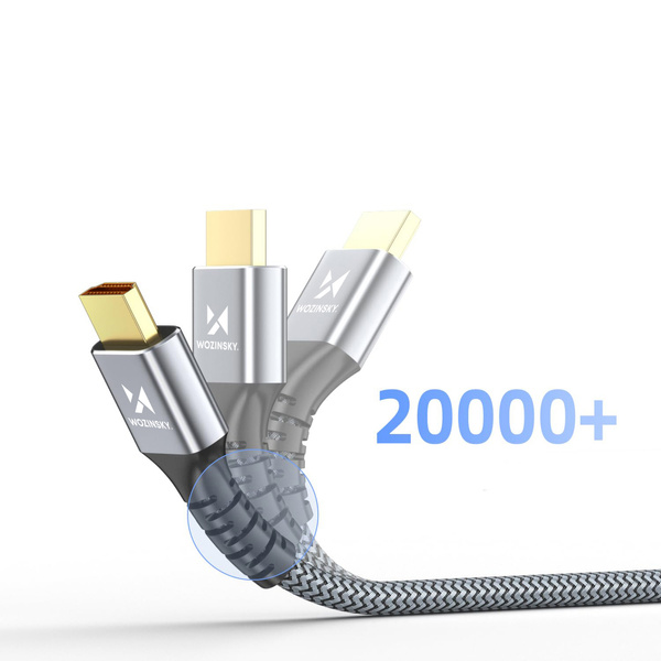 Kabel Wozinsky WPS-16AYL2S DisplayPort 2.1 80 Gb/s 16K@60Hz 8K@120Hz 4K@240Hz HDR HDCP DSC 2m - czarny