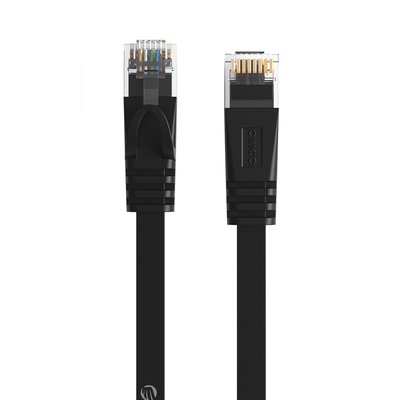 Orico PUG-C7B CAT7 10 Gbit/s RJ45 Ethernet-Netzwerkkabel, flach, 2 m, Schwarz