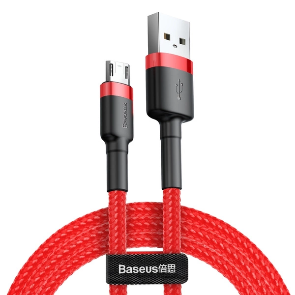 Baseus Cafule Cable wytrzymały nylonowy kabel przewód USB / micro USB 1.5A 2M czerwony (CAMKLF-C09)
