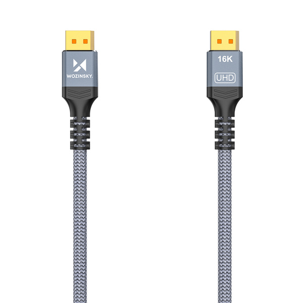 Kabel Wozinsky WPS-16AYL2S DisplayPort 2.1 80 Gb/s 16K@60Hz 8K@120Hz 4K@240Hz HDR HDCP DSC 2m - czarny