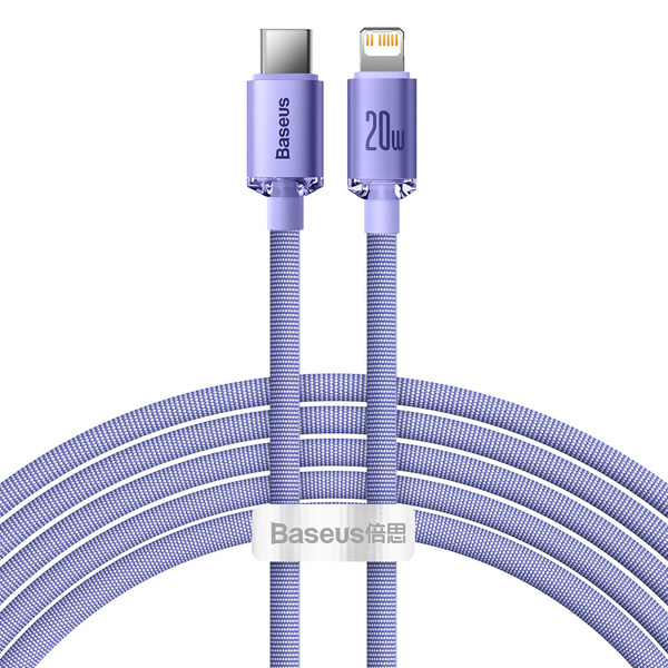 [PO ZWROCIE] Baseus Crystal Shine Series kabel przewód USB do szybkiego ładowania i transferu danych USB Typ C - Lightning 20W 2m fioletowy (CAJY000305)