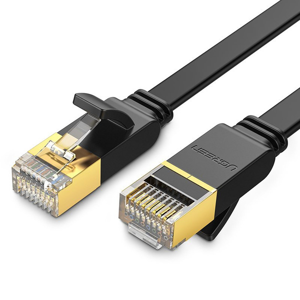 [PO ZWROCIE] Ugreen płaski kabel przewód internetowy sieciowy Ethernet patchcord RJ45 Cat 7 STP LAN 10 Gbps 5 m czarny (NW106 11263)